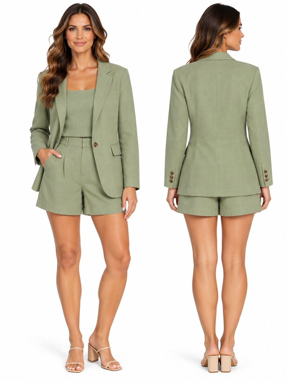 Express Sage Green Single-Button Blazer
